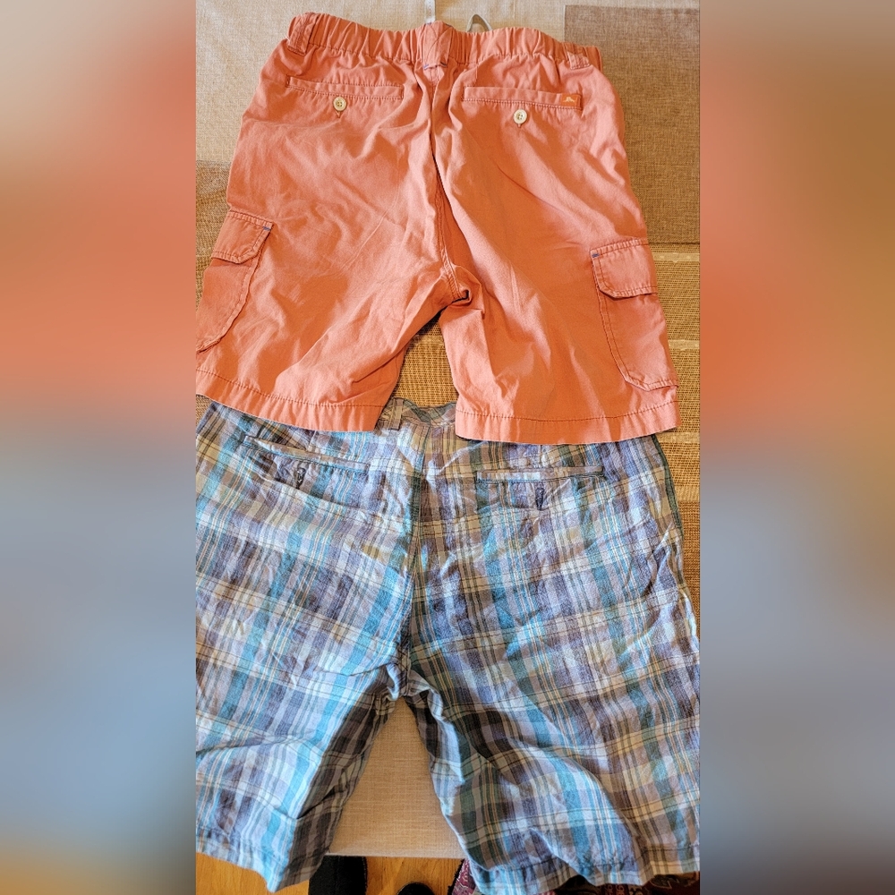 Tommy Bahama Men's Cargo Shorts - Coral and Plaid 34 MEDIUM